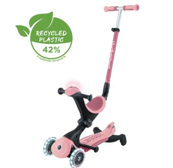 Globber Go Up Deluxe Lights 360° 三合一可摺疊滑板車- Pastel Pink (