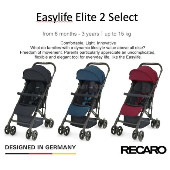RECARO EASYLIFE ELITE 2-SELECT 手推車(藍綠) 附送風雨套及前欄(0個月